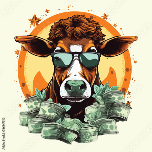 Cartoon Vector Humor Concept Illustration of Cash Cow Saying