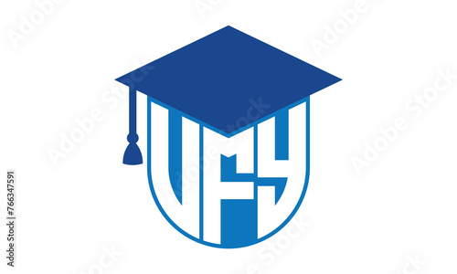 VFY initial letter academic logo design vector template. school college logo, university logo, graduation cap logo, institute logo, educational logo, library logo, teaching logo, book shop, varsity