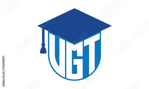 VGT initial letter academic logo design vector template. school college logo, university logo, graduation cap logo, institute logo, educational logo, library logo, teaching logo, book shop, varsity photo