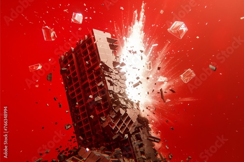 A photo of a destroyed building as a symbol of economic crisis or the company got closed or shut down