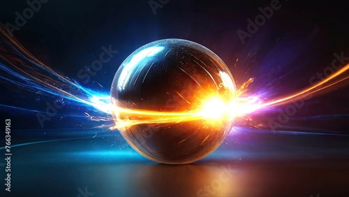 Light splash effect on ball, dark background