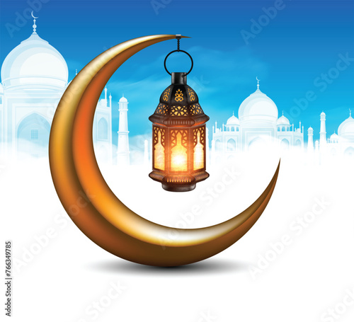 Muslim feast of the holy month of Ramadan.  3D vector. High detailed realistic illustration