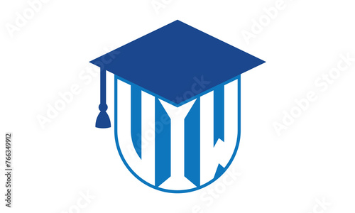 VIW initial letter academic logo design vector template. school college logo, university logo, graduation cap logo, institute logo, educational logo, library logo, teaching logo, book shop, varsity