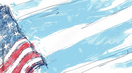 Americana style illustration featuring snippets of flags and open space