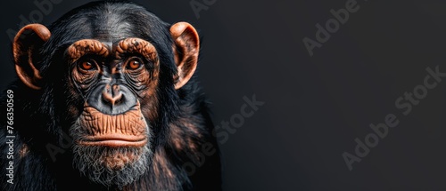  Close-up of a monkey's face with a beard and one on its head © Wall