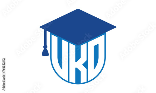 VKO initial letter academic logo design vector template. school college logo, university logo, graduation cap logo, institute logo, educational logo, library logo, teaching logo, book shop, varsity