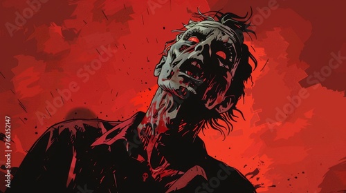 Eerie vector character illustration depicting a zombie from the horror genre evoking spine-chilling suspense and fear.
