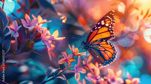 Colorful background with butterfly. Vector. © Khalif