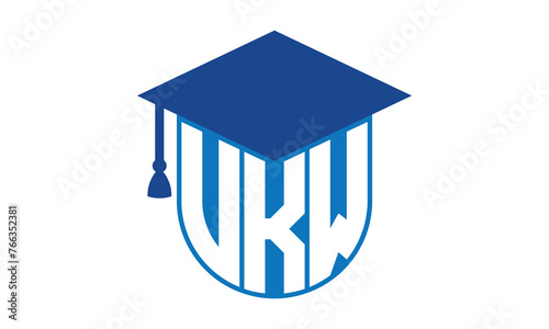 VKW initial letter academic logo design vector template. school college logo, university logo, graduation cap logo, institute logo, educational logo, library logo, teaching logo, book shop, varsity