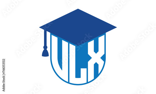 VLX initial letter academic logo design vector template. school college logo, university logo, graduation cap logo, institute logo, educational logo, library logo, teaching logo, book shop, varsity photo