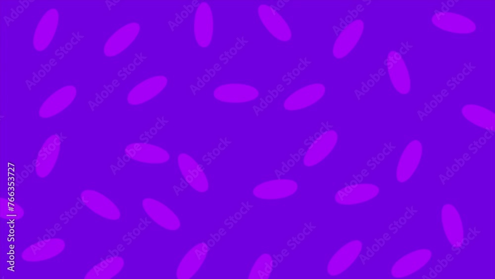 Animation video oval shape moving down on purple background