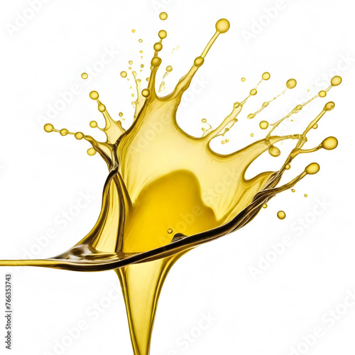a splash of yellow liquid splashing into the air, isolated on white background