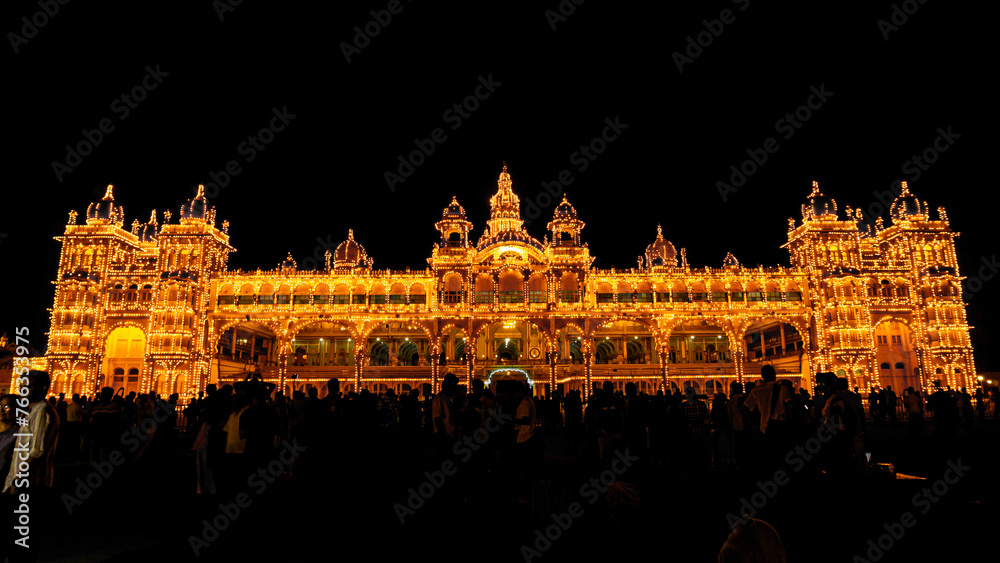 Spectacular Light illumination of Royal Mysore Palace is illuminated ...