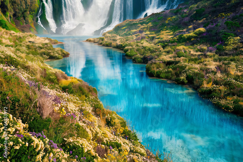 waterfall in the mountains