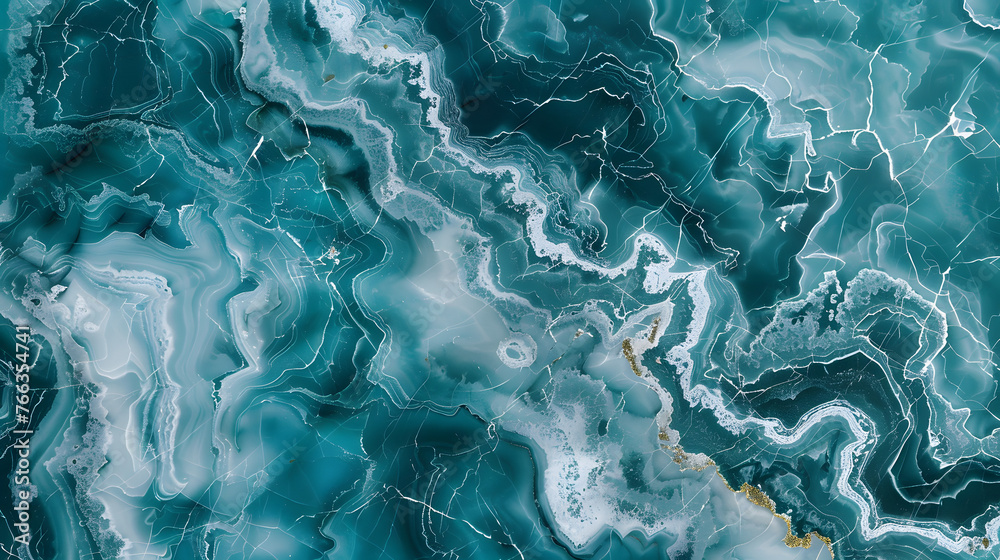 Naklejka premium Beautiful abstract background. Golden and turquoise mixed acrylic paints. Marble texture