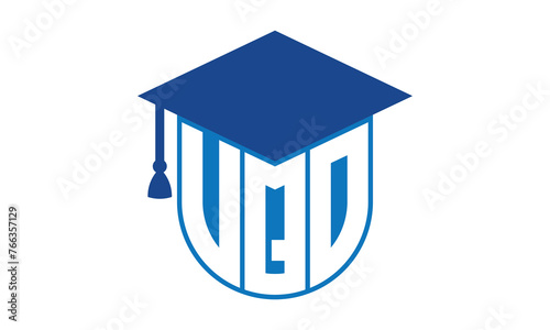 VQO initial letter academic logo design vector template. school college logo, university logo, graduation cap logo, institute logo, educational logo, library logo, teaching logo, book shop, varsity