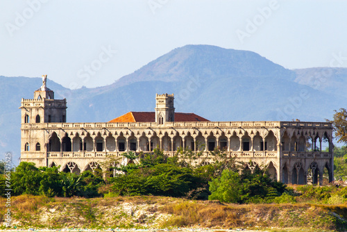 Beautiful Landscape Of A Old Catholic Monastery With Mountain On Background In Cam Ranh, Vietnam.