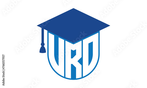 VRO initial letter academic logo design vector template. school college logo, university logo, graduation cap logo, institute logo, educational logo, library logo, teaching logo, book shop, varsity photo