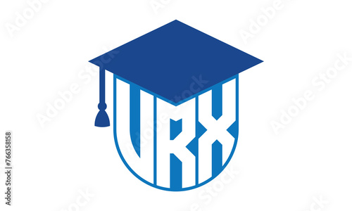 VRX initial letter academic logo design vector template. school college logo, university logo, graduation cap logo, institute logo, educational logo, library logo, teaching logo, book shop, varsity