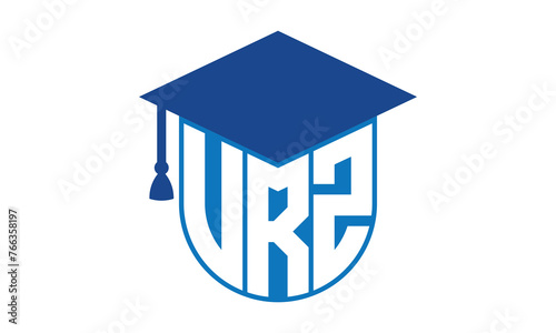 VRZ initial letter academic logo design vector template. school college logo, university logo, graduation cap logo, institute logo, educational logo, library logo, teaching logo, book shop, varsity