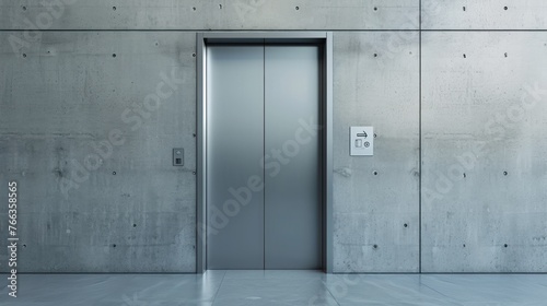 portrait of silver elevator door