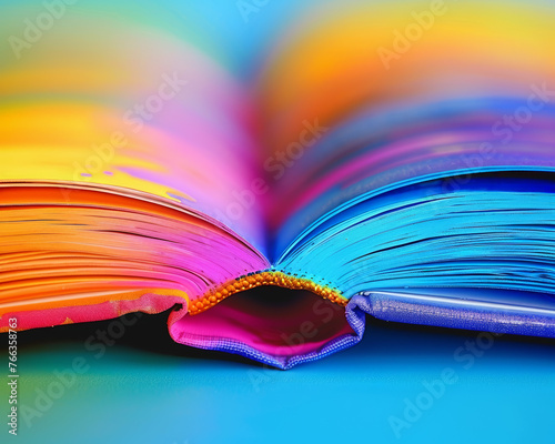 A book with vibrant pages turning, each page a milestone of knowledge and growth, driven by motivation photo