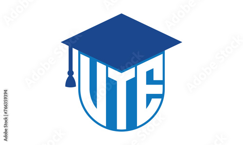 VTE initial letter academic logo design vector template. school college logo, university logo, graduation cap logo, institute logo, educational logo, library logo, teaching logo, book shop, varsity