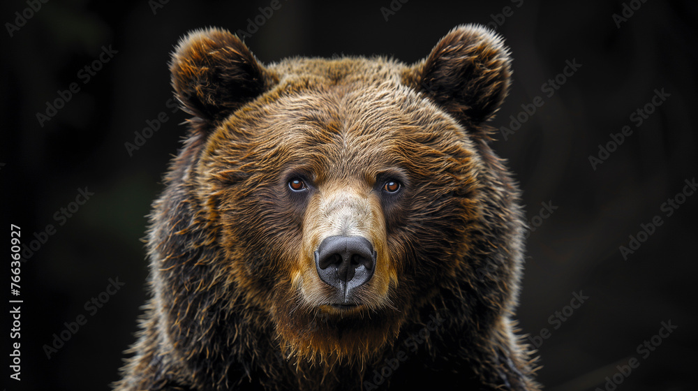 Portrait of a bear  on dark background. 