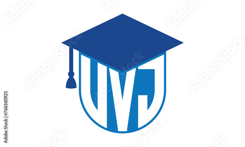 VVJ initial letter academic logo design vector template. school college logo, university logo, graduation cap logo, institute logo, educational logo, library logo, teaching logo, book shop, varsity