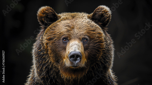 Portrait of a bear on dark background. 