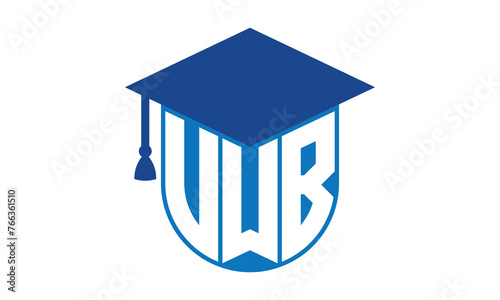 VWB initial letter academic logo design vector template. school college logo, university logo, graduation cap logo, institute logo, educational logo, library logo, teaching logo, book shop, varsity