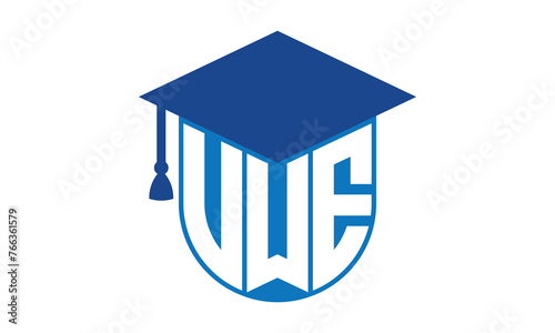 VWE initial letter academic logo design vector template. school college logo, university logo, graduation cap logo, institute logo, educational logo, library logo, teaching logo, book shop, varsity