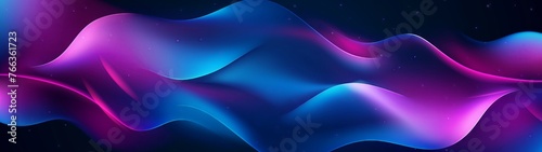 Abstract blue and purple liquid wavy shapes futuristic banner. Glowing retro waves vector background photo