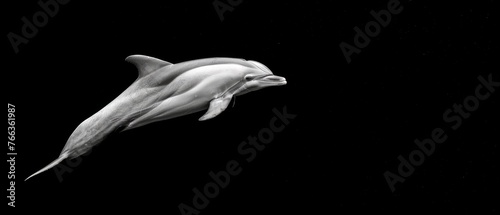  A stunning photograph of a grayish-white dolphin leaping high out of the water, capturing its head above the waves