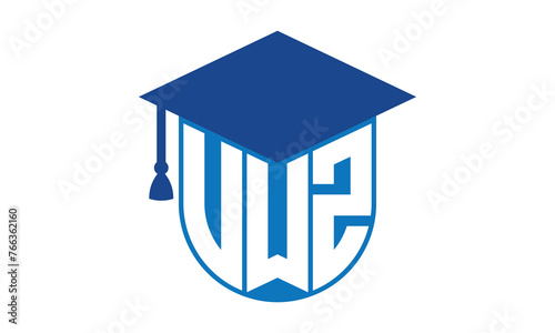 VWZ initial letter academic logo design vector template. school college logo, university logo, graduation cap logo, institute logo, educational logo, library logo, teaching logo, book shop, varsity
