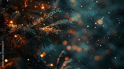 ambiance with a dark background and a Christmas tree