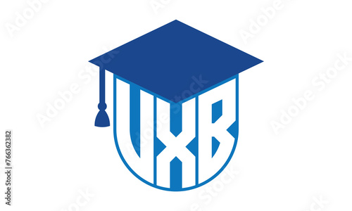 VXB initial letter academic logo design vector template. school college logo, university logo, graduation cap logo, institute logo, educational logo, library logo, teaching logo, book shop, varsity