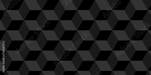 Abstract cubes geometric tile and mosaic wall or grid backdrop hexagon technology wallpaper background. Black and gray geometric block cube structure backdrop grid triangle texture vintage design.