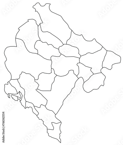 Outline of the map of Montenegro with regions