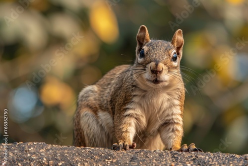 Close-Up of an Indian Palm Squirrel on a Rooftop Ledge Generative AI