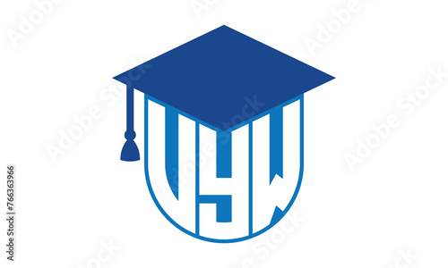 VYW initial letter academic logo design vector template. school college logo, university logo, graduation cap logo, institute logo, educational logo, library logo, teaching logo, book shop, varsity