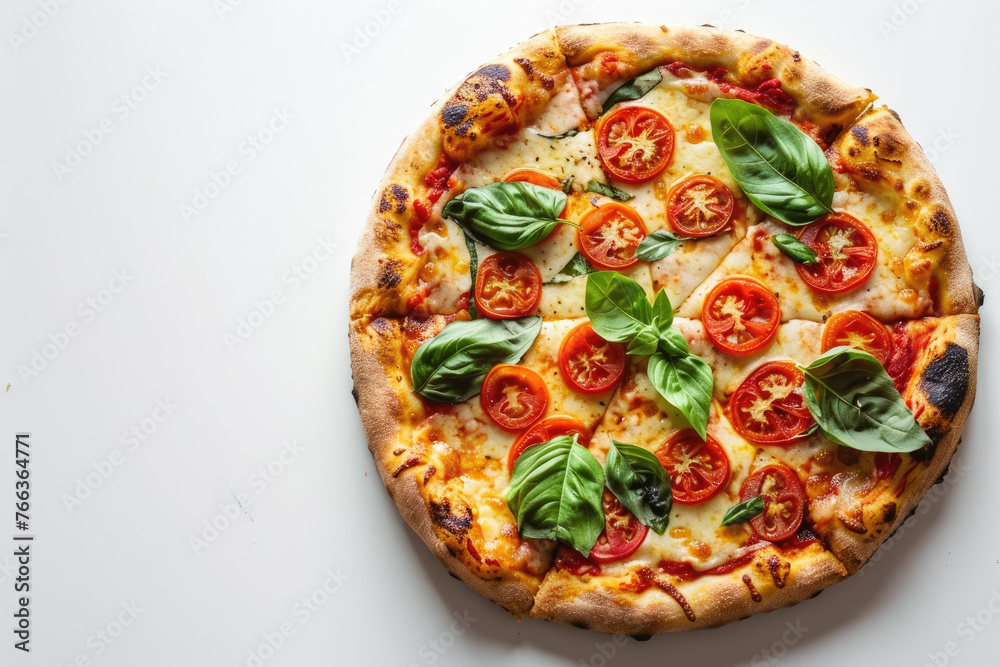 Margherita Pizza on a White Background
