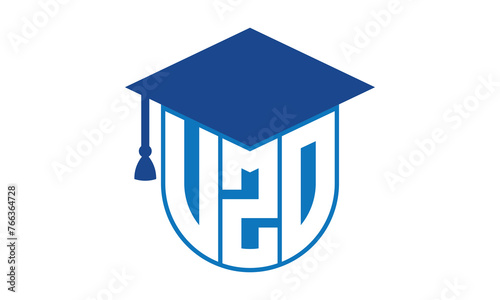 VZO initial letter academic logo design vector template. school college logo, university logo, graduation cap logo, institute logo, educational logo, library logo, teaching logo, book shop, varsity