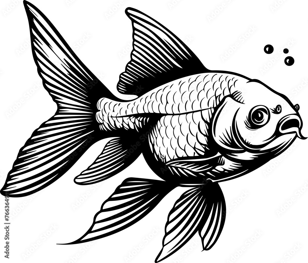 Goldfish - Black Vector Illustration Goldfish - Black Vector Illustration