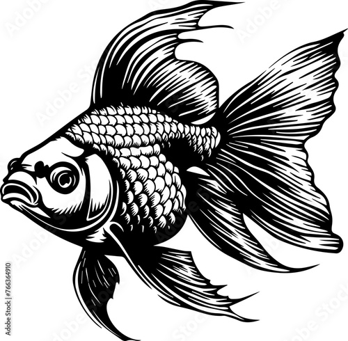 Goldfish - Black Vector Illustration