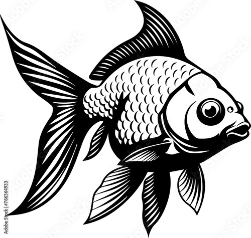 Goldfish - Black Vector Illustration