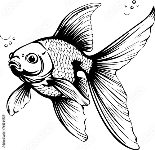 Goldfish - Black Vector Illustration