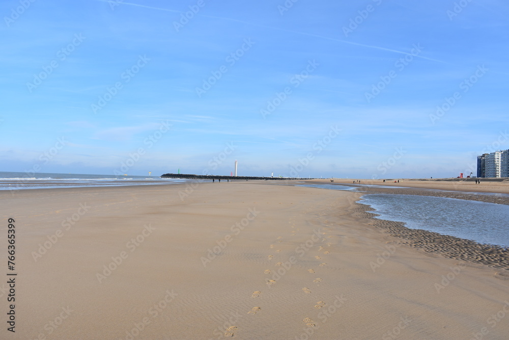 Belgium's coast in winter with sandstorms and sunshine