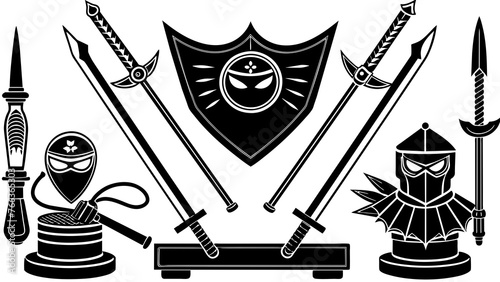 "Ninja Weapons: Vector Illustration for Martial Arts Enthusiasts"