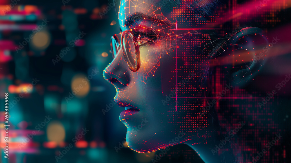 People wear digital glasses, the screen is up, technology is advancing. People wear digital glasses, the screen is up, technology is advancing.